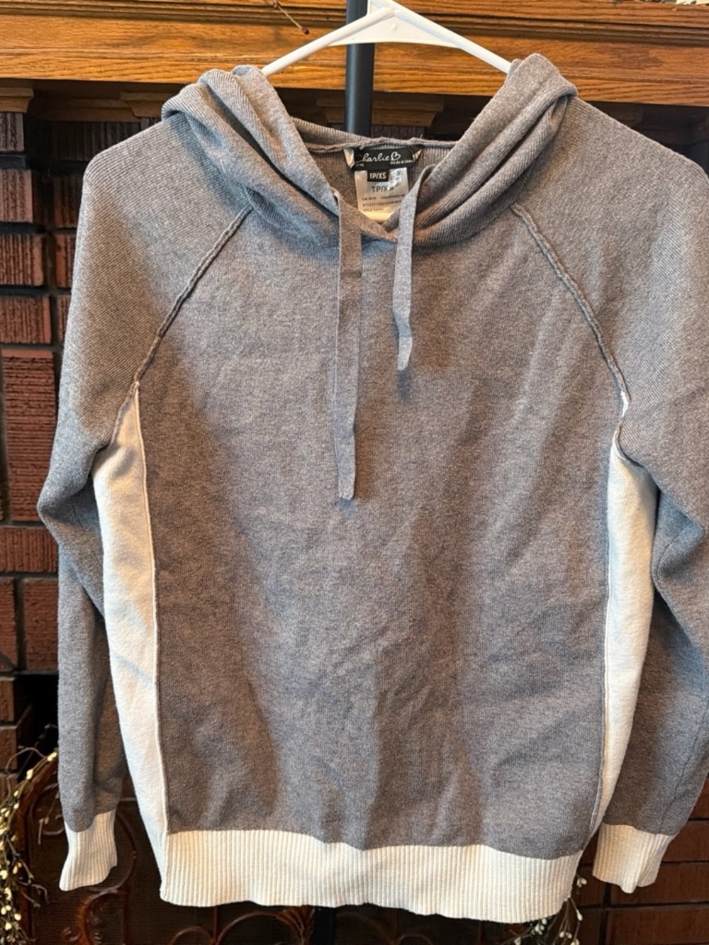 Charlies Heather Gray Hoodie with Cream Side Panels